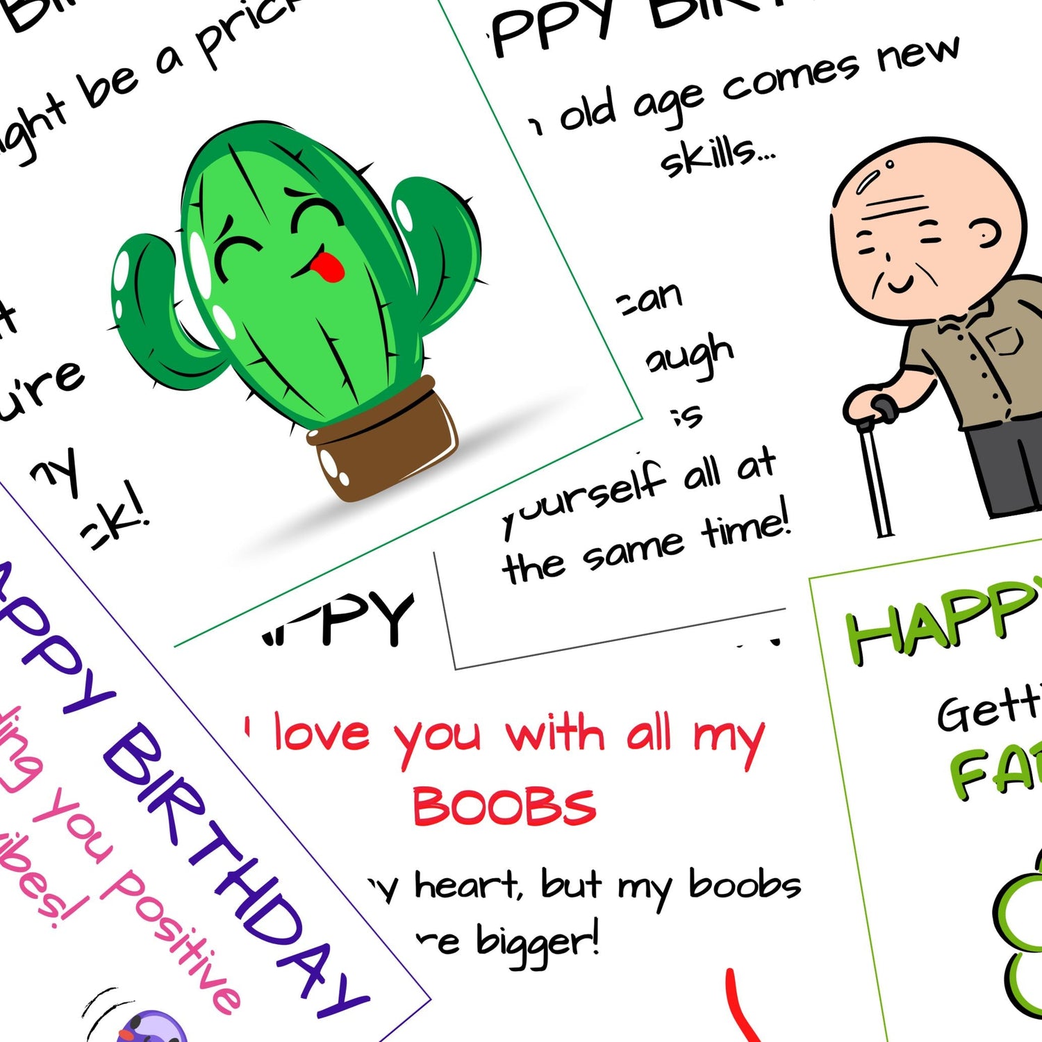 Rude and funny birthday cards colleection with bold colourful designs and cheeky adult humor