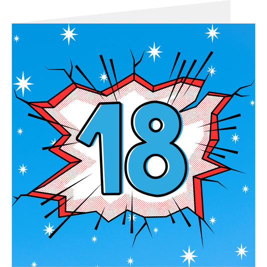 Card with number 18 on a blue background